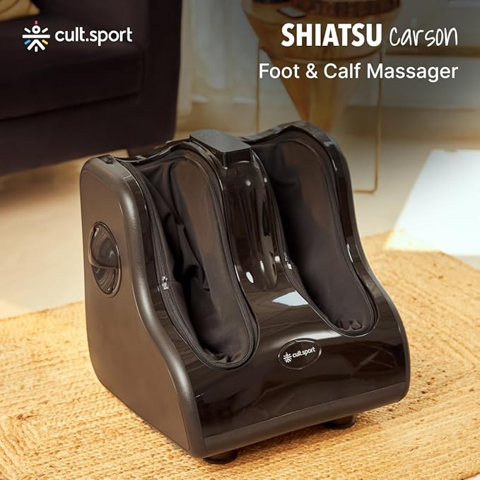 Cultsport Carson for Foot, Calf & Leg Massager for home with Heat and Vibration, 80W, 4 Motors Rolling & Kneading Functions for Pain Relief, Blood Flow Control, Black