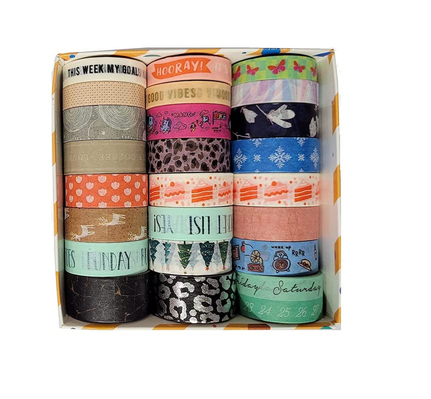 AMKAY Art Paper Masking Washi Tape for Craft Decorations - Designer tape for Scrapbooking Border Diary Decoration Journal Planner Washi Tape (10 Tapes)