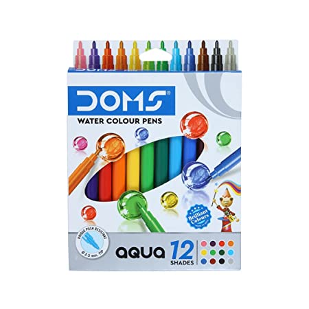 DOMS AQUA WATER COLOR SKETCH PENS 12SH ( ASSORTED MIX COLOUR )