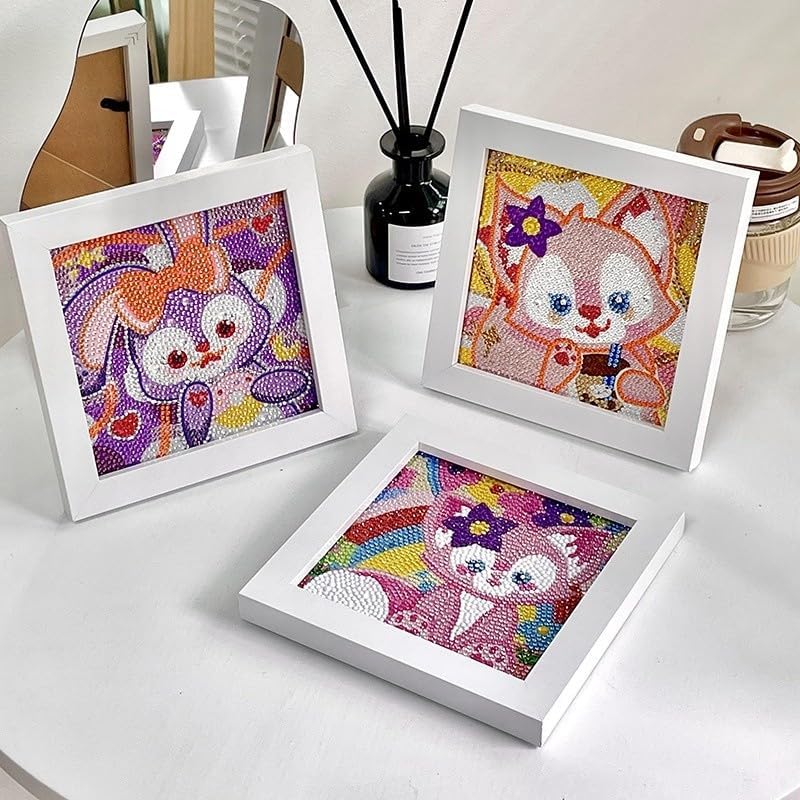 ART & CRAFT Diamond Painting Kits for Kids Wooden Frame Diamond Arts and Crafts for Kids Diamond Painting Art Kits DIY 6" X 6" Diamond Painting Art and Craft Kits for Kids (Pack of 1) (Random)