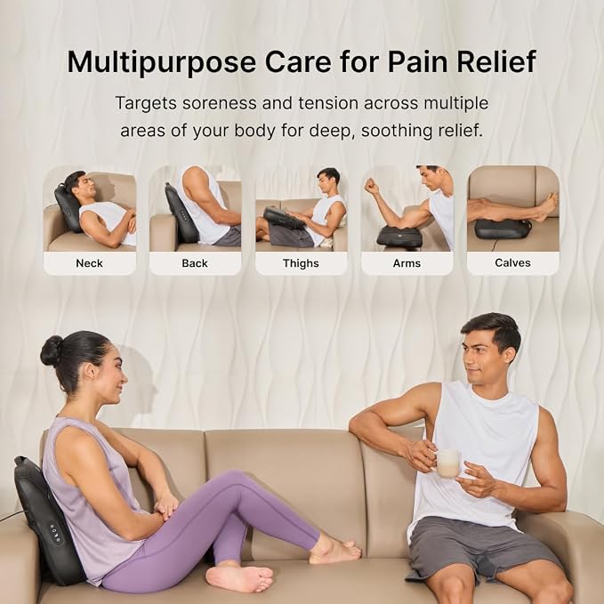 CULT Deep Cure Pro Back Massager, 4 Deep Kneading Shiatsu Rollers For Back And Waist Pain Relief, Corded Electric Massager (SD)