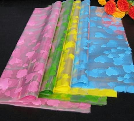 Amkay Gift Packing Transparent Sheet 50x70 ( Pack of 10 Sheets ) Printed Transparent Sheets Cellophane Gift Wrapper ( Assorted Colours )
