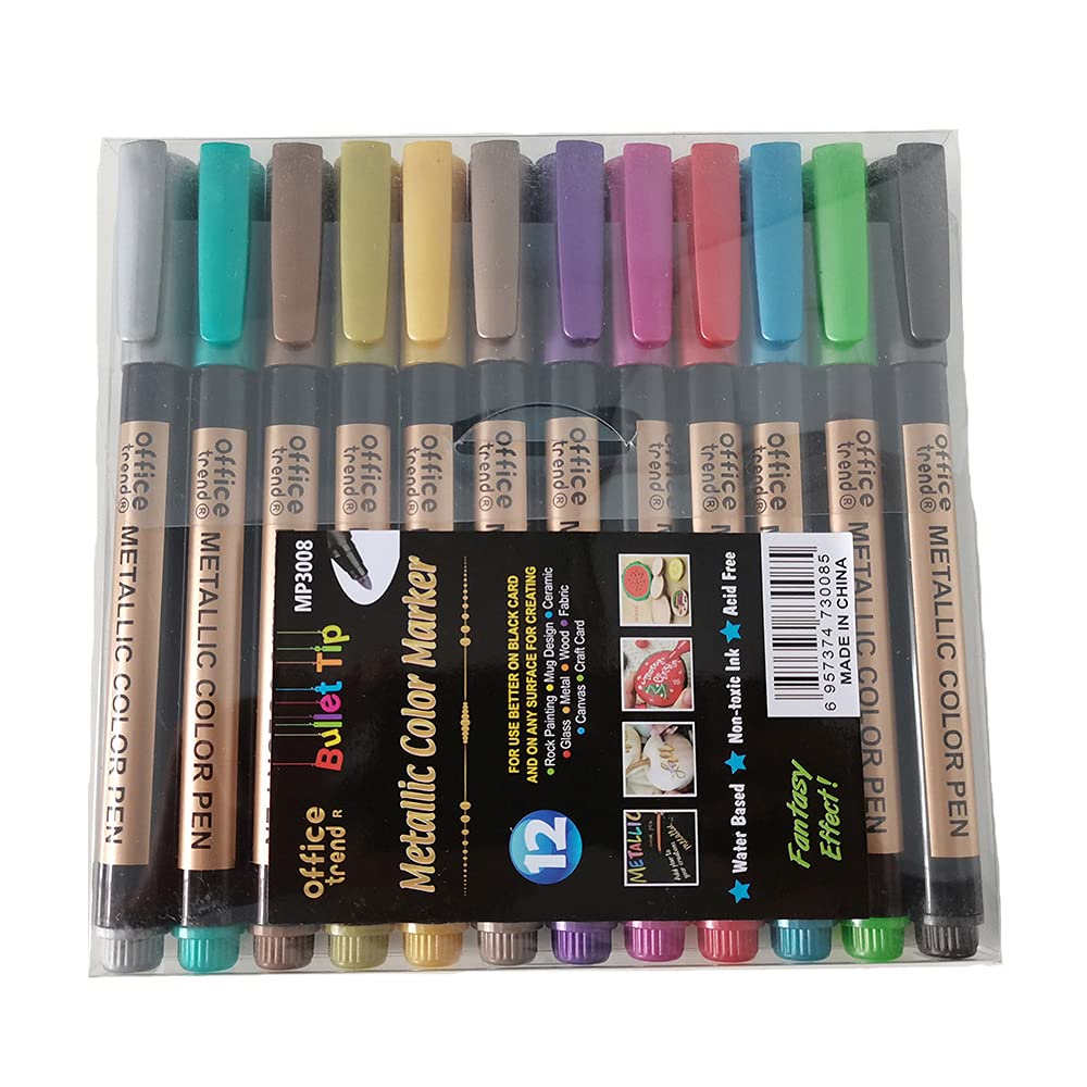Wax Seal Pen Kit, ART & CRAFT 12 PCS Metallic Marker Pens Wax Seal Pens Set for Wax Seal Stamp Decorate,Books Painting,Card Making, Metal and Ceramics Glass.