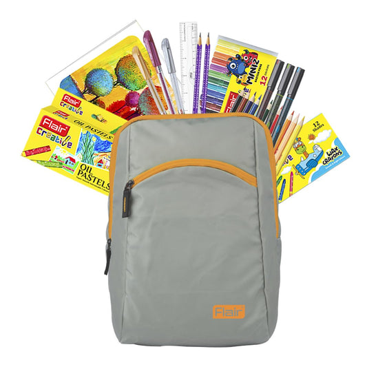 FLAIR Creative Series Art Club Combination Smart Kit | With Free Zipper Bag | Non-Toxic & Safe for Childrens | A Complete Coloring Kit | 12 Products & 17 Units, Body Color of Bag May Vary