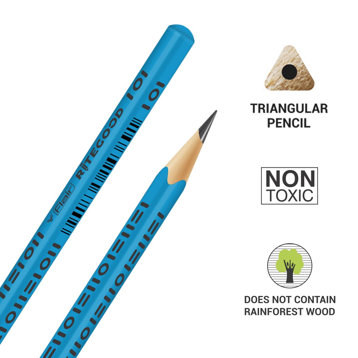 FLAIR Creative Series Ritegood Extra Dark Pencil Kit | Grade 2B | Included Sharpener & Jumbo Dust Free Eraser | For Student & Artists