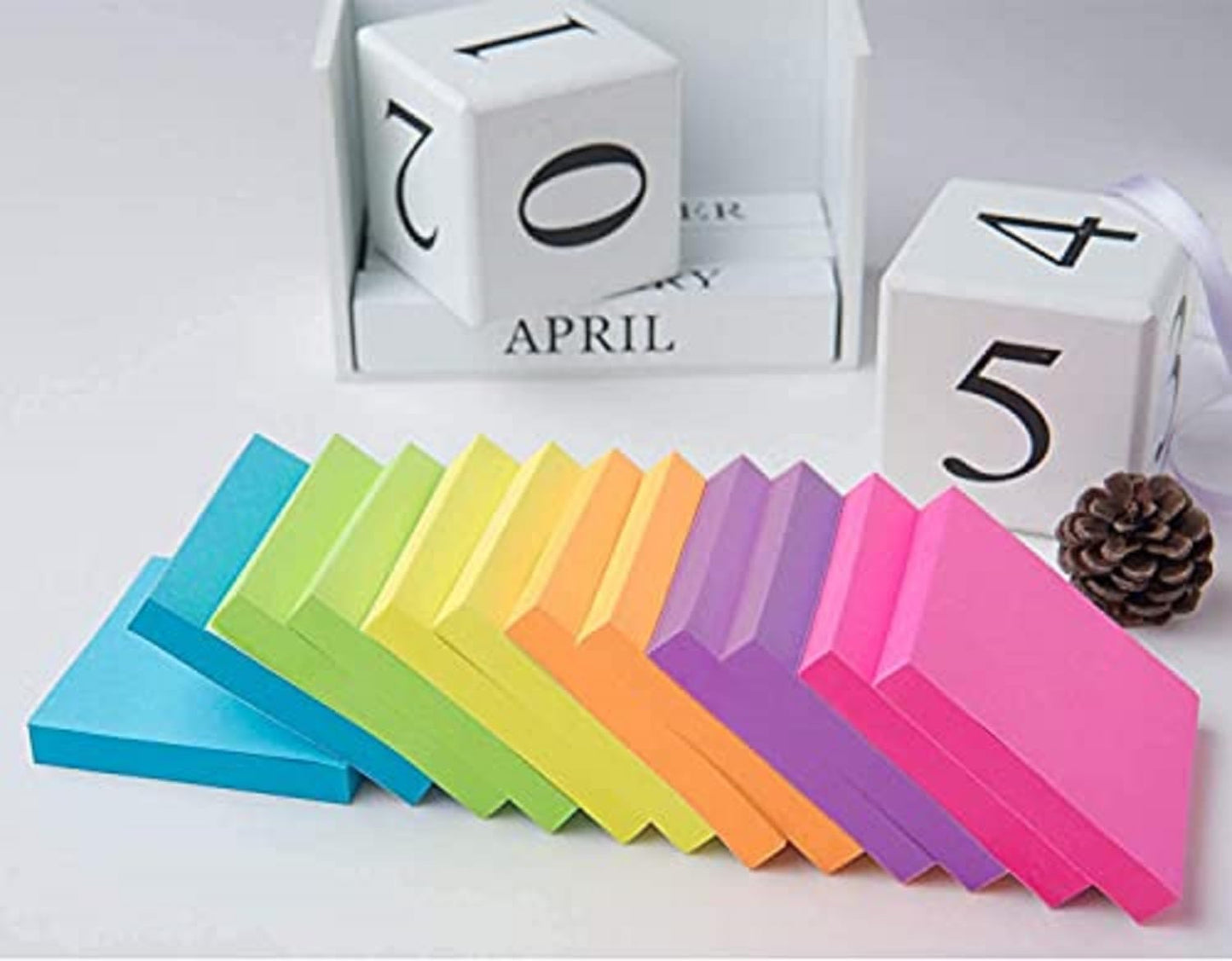 AMKAY Sticky Note Multi Color 3X3 Sticky Notes 5 Colors Fluorescent Paper Self Adhesive and Removable Sticky Notes, Page Marker Bookmarks Sticks Securely