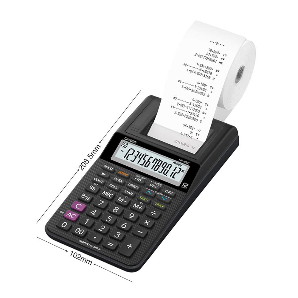 Casio HR-8RC-BK 150 Steps Check & Correct Printing Calculator With Reprint Feature