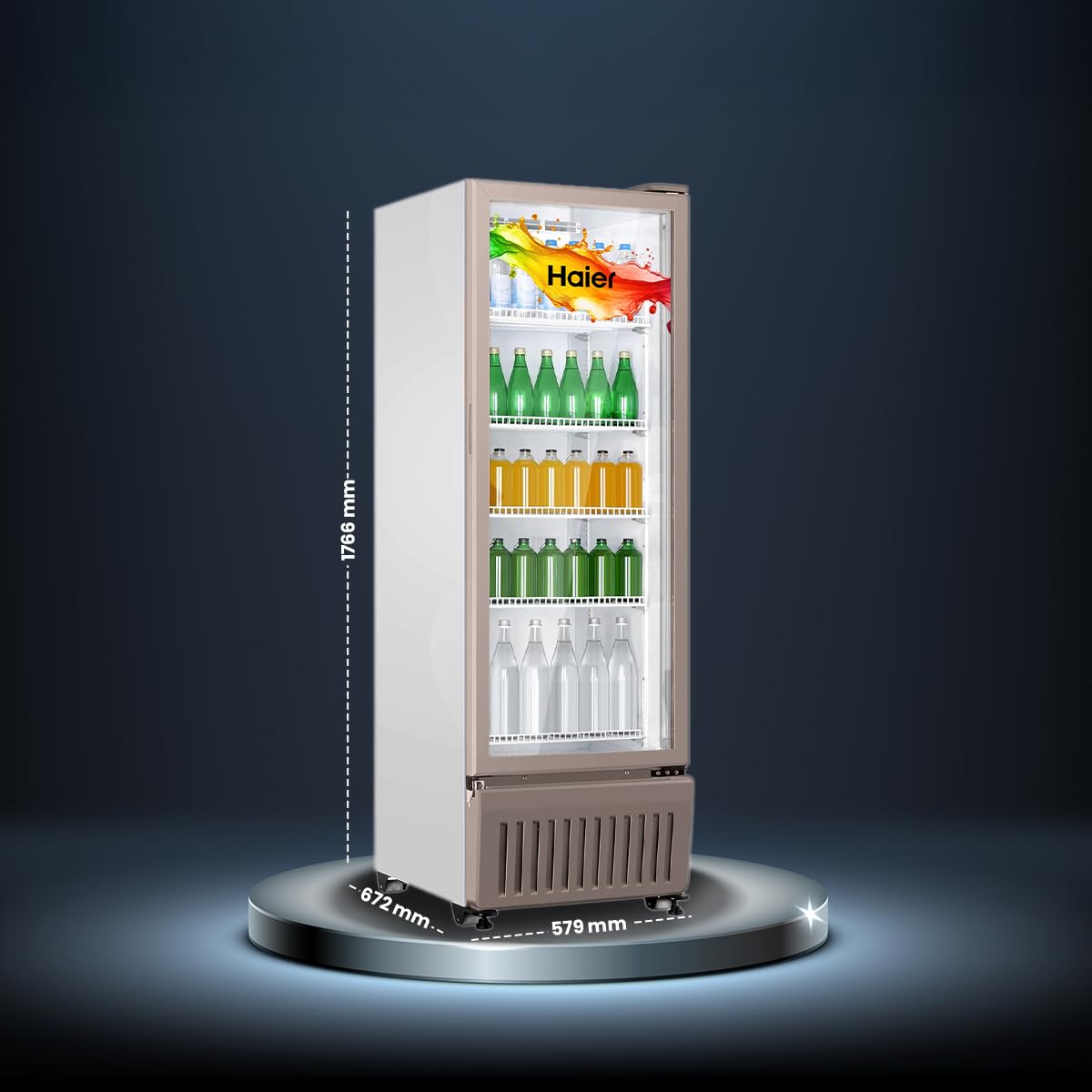 Haier HVC 405 GT5, 5 Star, Touch LED Visi Cooler Glass Door, Adjustable Shelves, Single Door Commercial Refrigerator (360 L, White) (HOF)