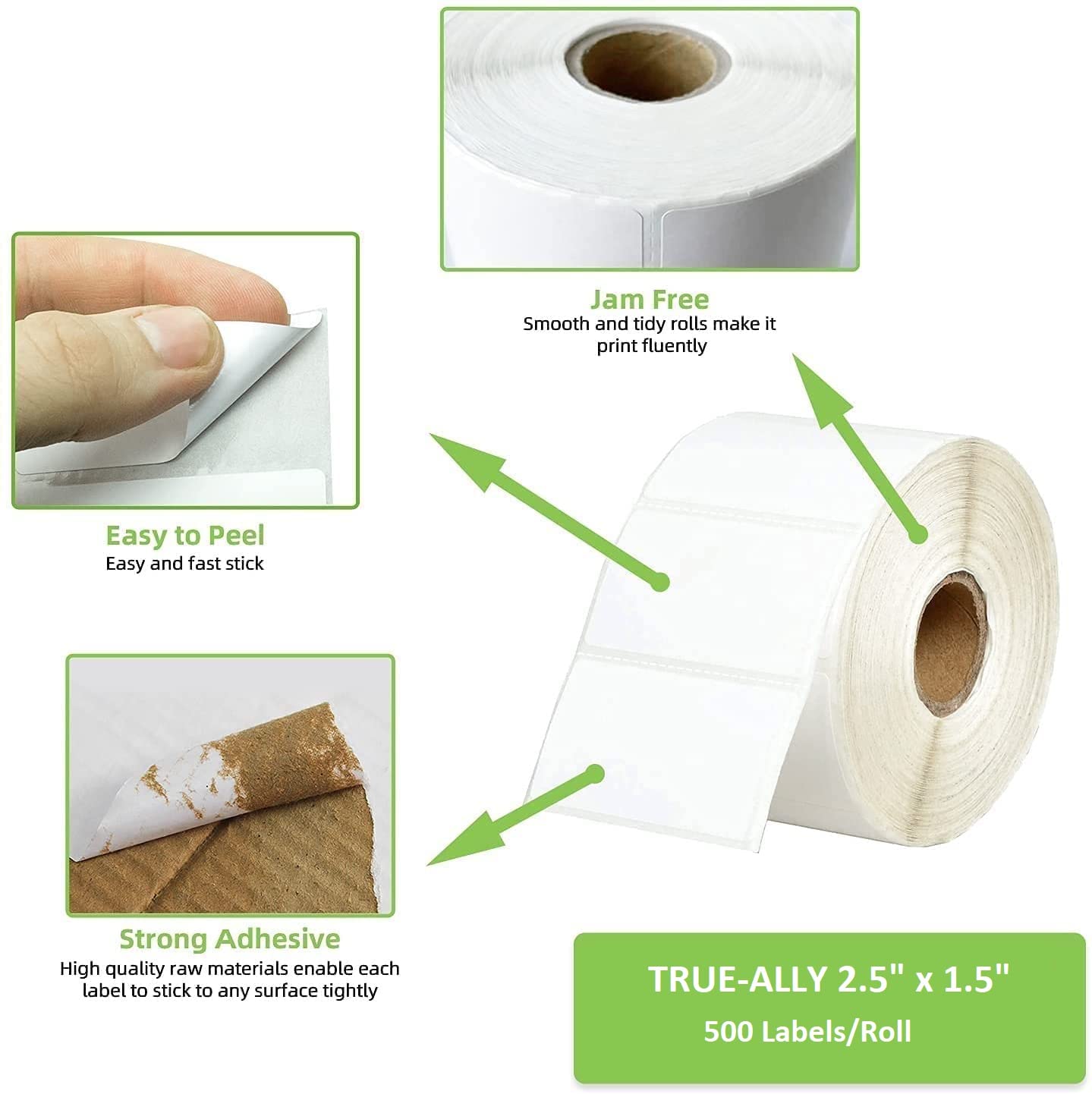 KIYA 60X40 Barcode Label Sticker - 60mm x 40mm - 1 Ups - 500 Labels Per Roll - White Self Adhesive Sticker for Printing Barcoding (1 Roll Per Pack (500 Labels))