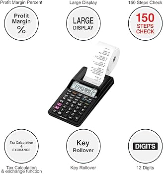 Casio HR-8RC-BK 150 Steps Check & Correct Printing Calculator With Reprint Feature