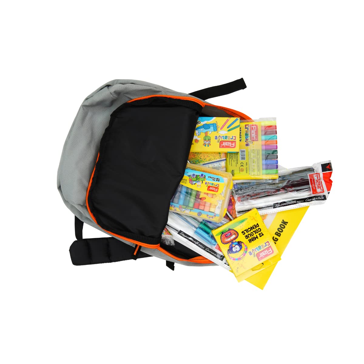 FLAIR Creative Series Art Club Combination Smart Kit | With Free Zipper Bag | Non-Toxic & Safe for Childrens | A Complete Coloring Kit | 12 Products & 17 Units, Body Color of Bag May Vary