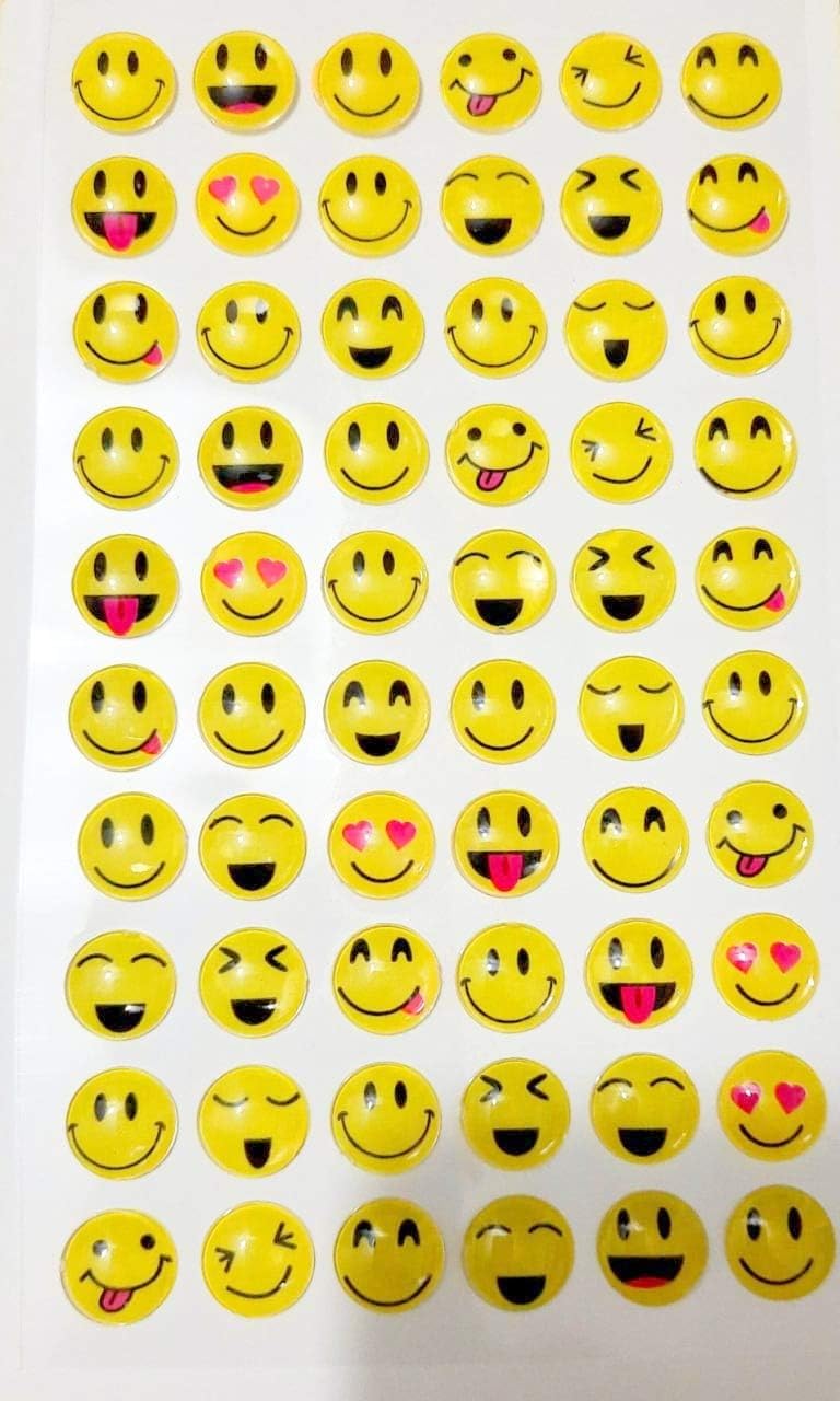 Crystal Stickers ® Emoji with Multicolor Stars Stickers Hard Transparent Plastic