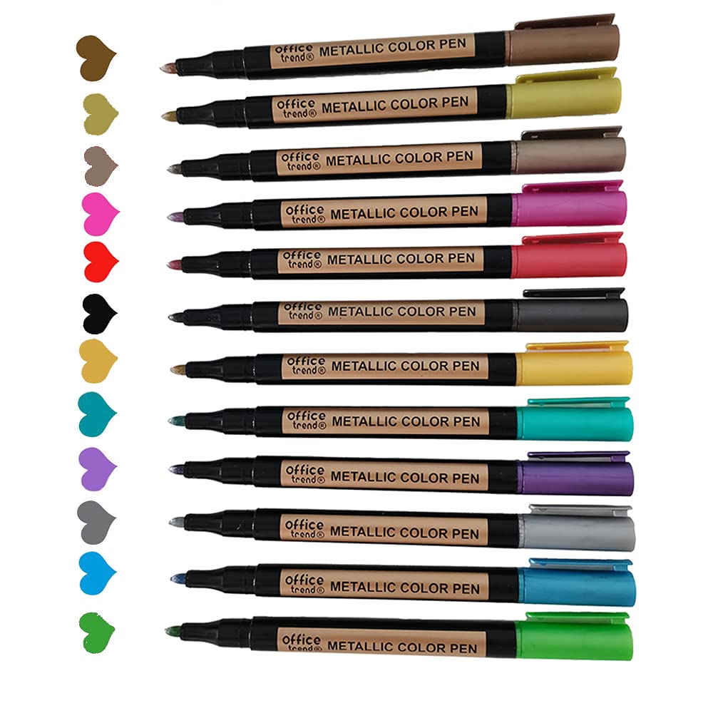 Wax Seal Pen Kit, ART & CRAFT 12 PCS Metallic Marker Pens Wax Seal Pens Set for Wax Seal Stamp Decorate,Books Painting,Card Making, Metal and Ceramics Glass.