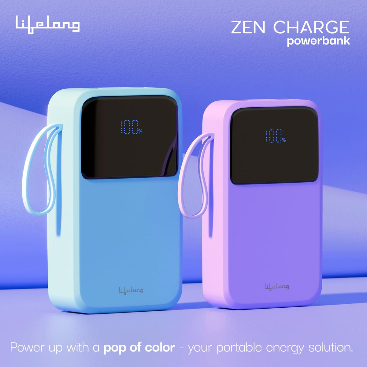 Lifelong Electronics 20000mAh 22.5W Fast Charging Power Bank | 3 Inputs (1 Built-in USB A Cable + 1 C + 1 Lightning Port) & 6 Outputs (3 Built-in Cables + 1 C + 2 A Port) | Small Pocket Size Powerbank (SD)