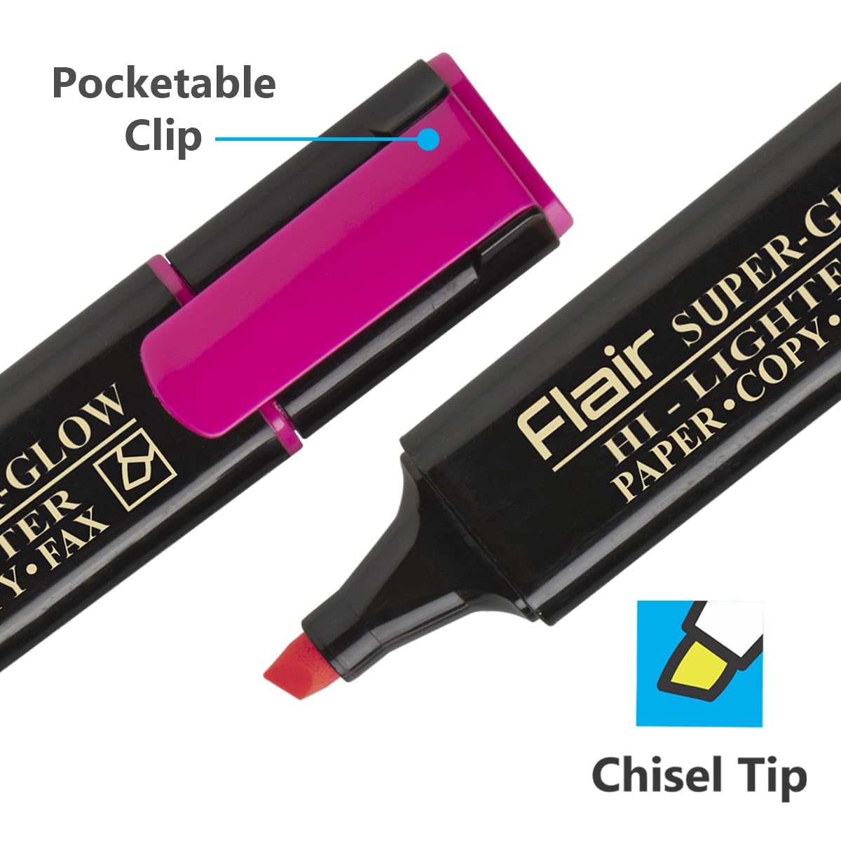 FLAIR Super Glow Highlighter with Correction Pen (Set of 5, Multicolor)