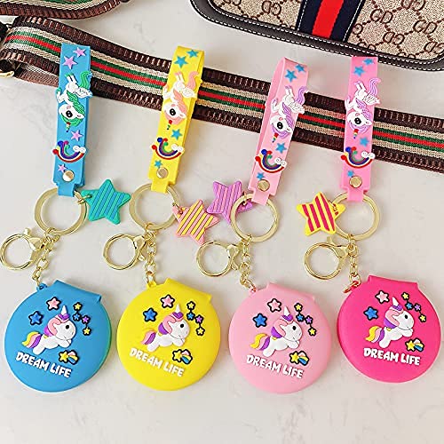 ART & CRAFT Pocket Mirror Keychain/Keyring With Hook/Round Pendant Makeup Key Ring/Attractive Key-Ring- Pack Of 1(Multicolor)