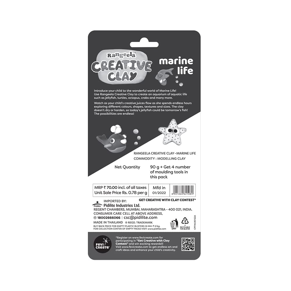 AMKAY Pexon Fruit Creative Clay Pack Marine Life (90gm), Multi Color, 5 Years & Above