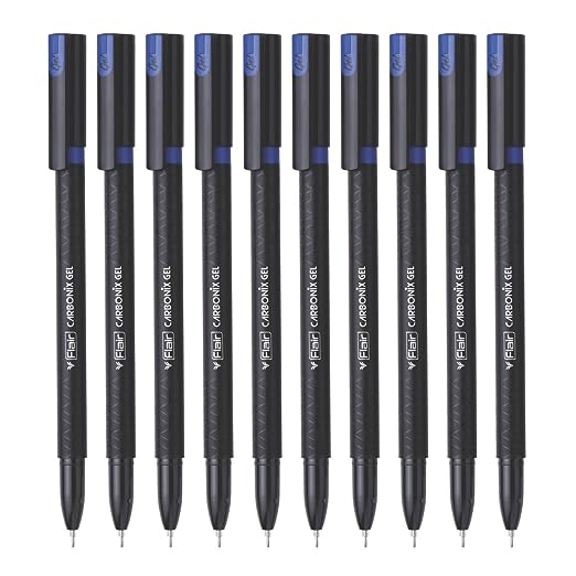 FLAIR Carbonix Ball Pen Blister Pack | 0.7 mm Tip Size | Low-Viscosity Ink With Double Writing Length | Smudge Free Writing, Attractive Body Graphics | Blue Ink, Set of 3