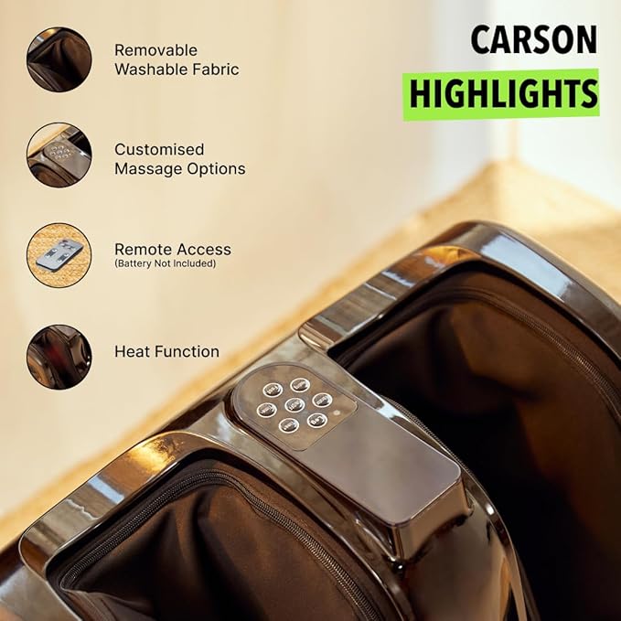 Cultsport Carson for Foot, Calf & Leg Massager for home with Heat and Vibration, 80W, 4 Motors Rolling & Kneading Functions for Pain Relief, Blood Flow Control, Black