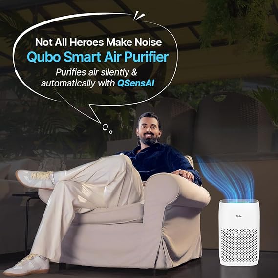Qubo Smart Air Purifier Q200 for Home by Hero Group | Upto 200 Sq Ft | 99.99% Allergen Removal | HEPA H13 | 9000 Hrs Filter Life | App & Voice Control | Energy Saving | Ultra-Quiet BLDC Motor