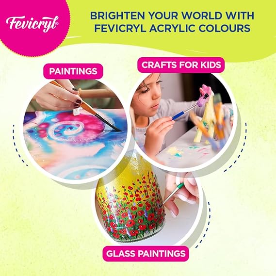 Fevicryl Acrylic Colours Lilac Kit DIY Paint, Rich Pigment | Multicolour & Multi-surface | Non-Cracking Paint for Canvas PACK OF 1 Wood, Leather, Earthenware, Metal