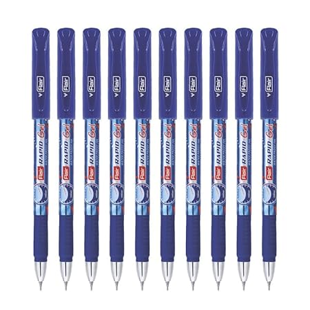 FLAIR Super Smooth Rapid Gel Pen | Tip Size 0.5 mm | Elegant Metal Clip With Soft Rubber Grip | WaterProof Ink For Smudge Free Writing | Ideal for School, Collage & Office | Blue Ink Pack of 3 pcs