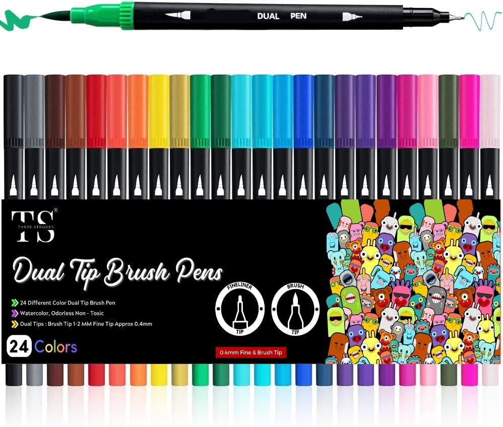 Alcohol Brush Markers, Art Markers Sketch Pens with Dual Tips Fine and  Broad Chisel, Art Supplies for Coloring, Sketching, and Drawing with Marker 