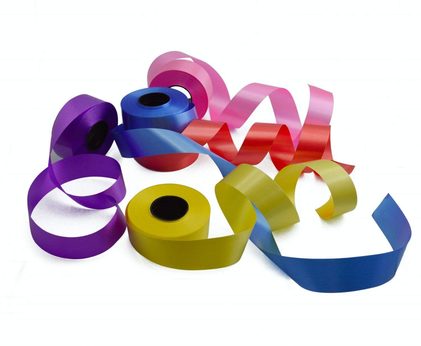 AMKAY Multicolor 1 Inch Plastic Ribbon for Decoration Ribbon Roll Party House |Decoration, Gift Packing, Art & Craft| School Projects Pack of 5
