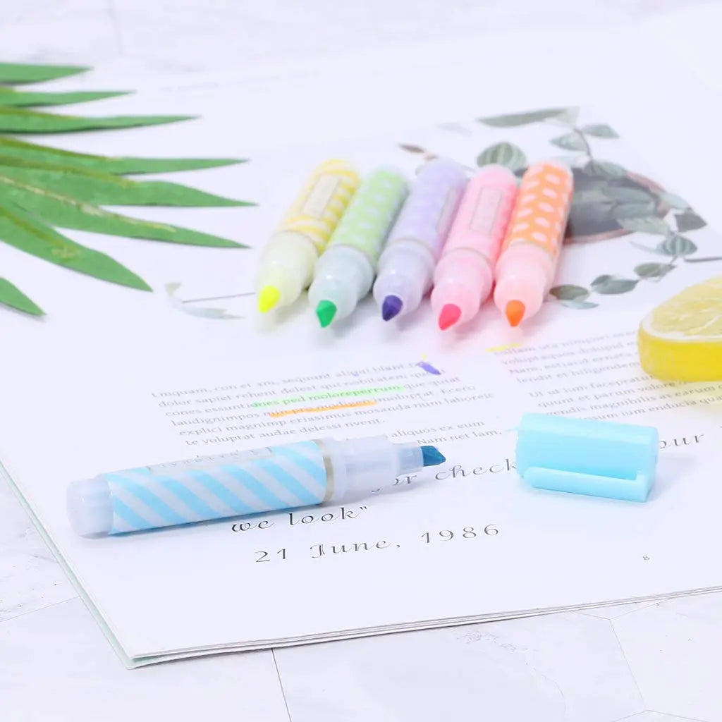 ART & CRAFT 6pcs Cute Mini Highlighter Pen Marker Pens School Office Supply Stationery Gift - Image #4
