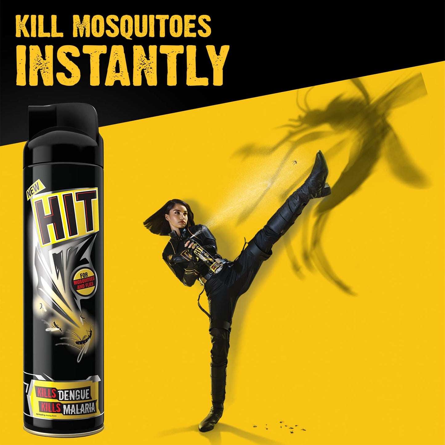 HIT Crawling Insect Killer – Cockroach Killer Spray & Flying Insect Killer - Mosquito & Fly Killer Spray (400ml) | Instant Kill | Deep-Reach Nozzle | Fresh Fragrance