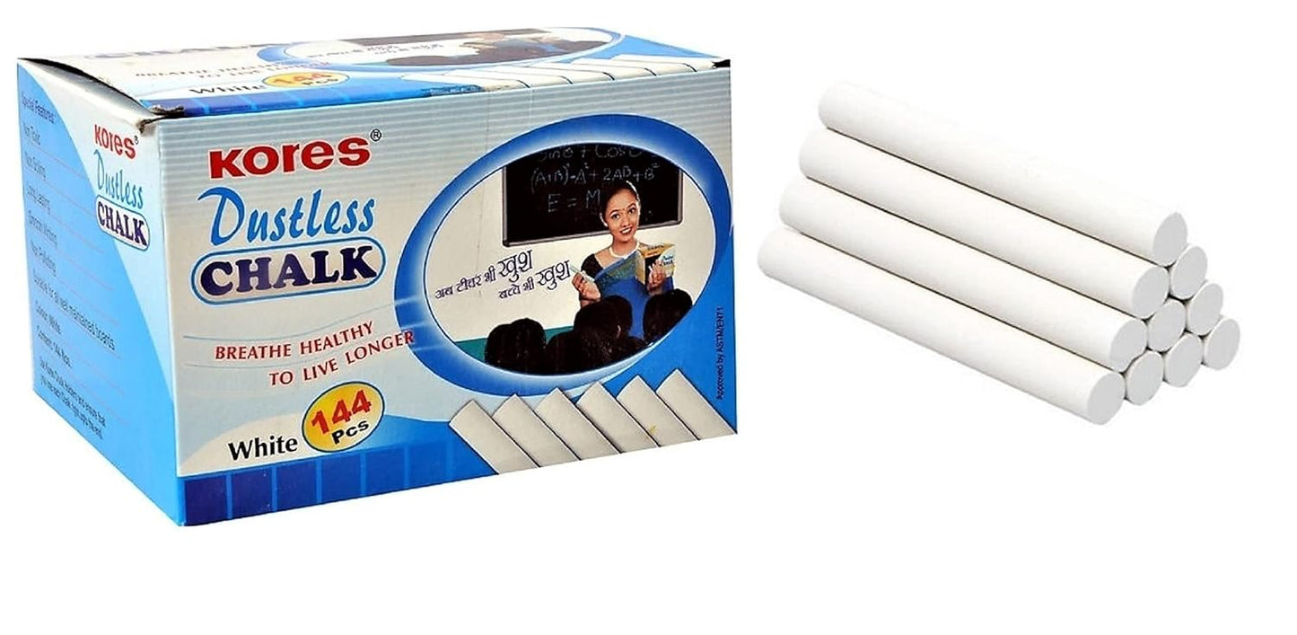Kores Dustless Chalk White 12 PCS Per Pack (Pack Of 10)
