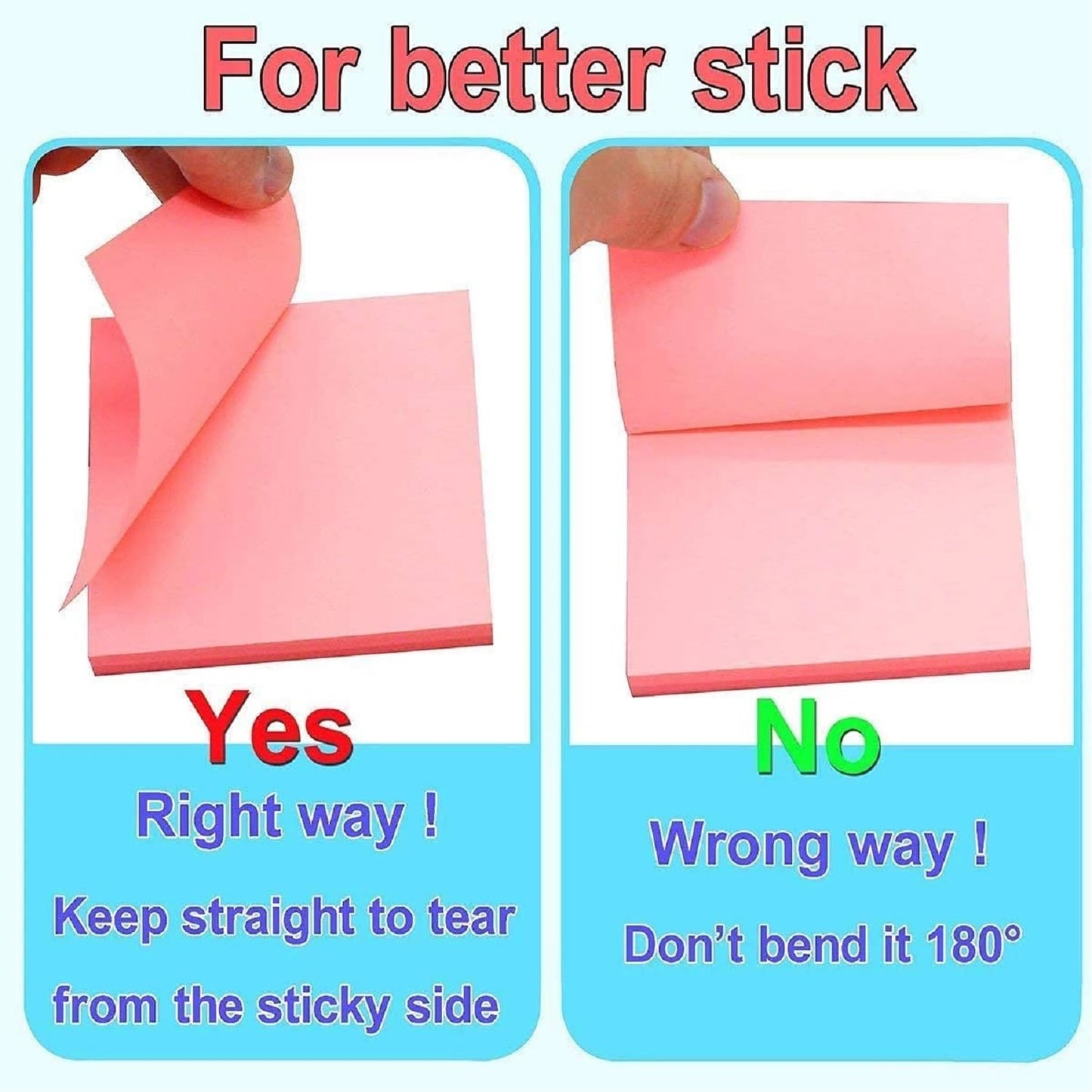 AMKAY Sticky Note Multi Color 3X3 Sticky Notes 5 Colors Fluorescent Paper Self Adhesive and Removable Sticky Notes, Page Marker Bookmarks Sticks Securely