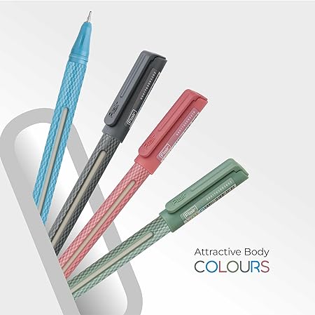 FLAIR Yolo Gel Pen Waterproof Gel Ink With Stylish Pocketable Clip Attractive Body Color Design Smudge Free Non-Stop Writing Blue, Black