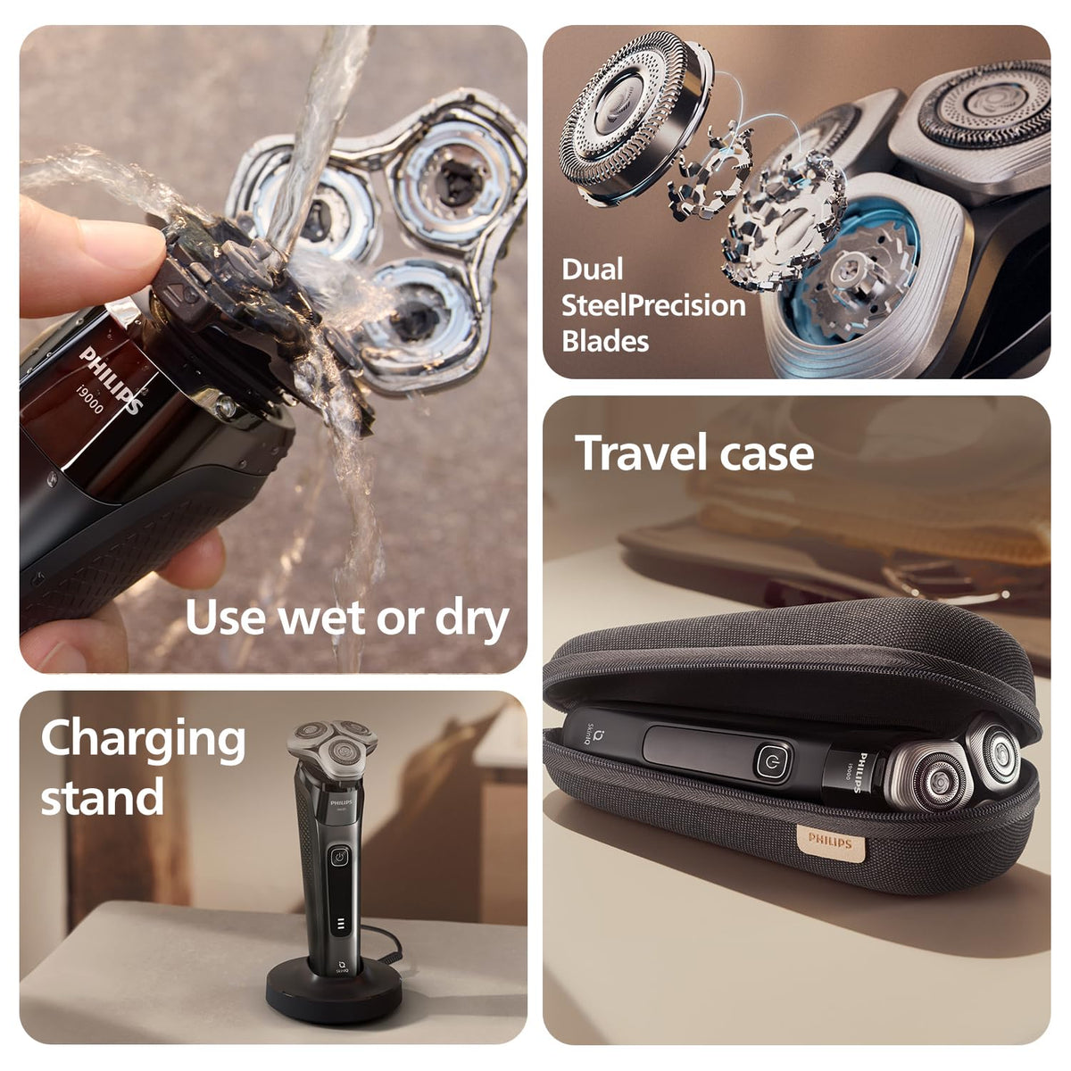 Philips World's No.1 Electric Shaver for Man|Hydro SkinGlide Flex Heads + Precision Trimmer|Triple Lift & Cut|5 Smart Controls|100% Waterproof|3min Quick Charge|5yr Warranty|X9000/11 (SD)
