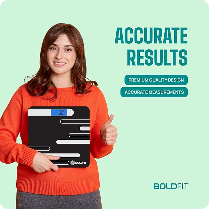 Boldfit Weight Machine for Home Digital Weighing Machine for Human Body with LCD Display Max Weight Capacity 180Kgs (Batteries Not Included) – Bathroom Scale for Home