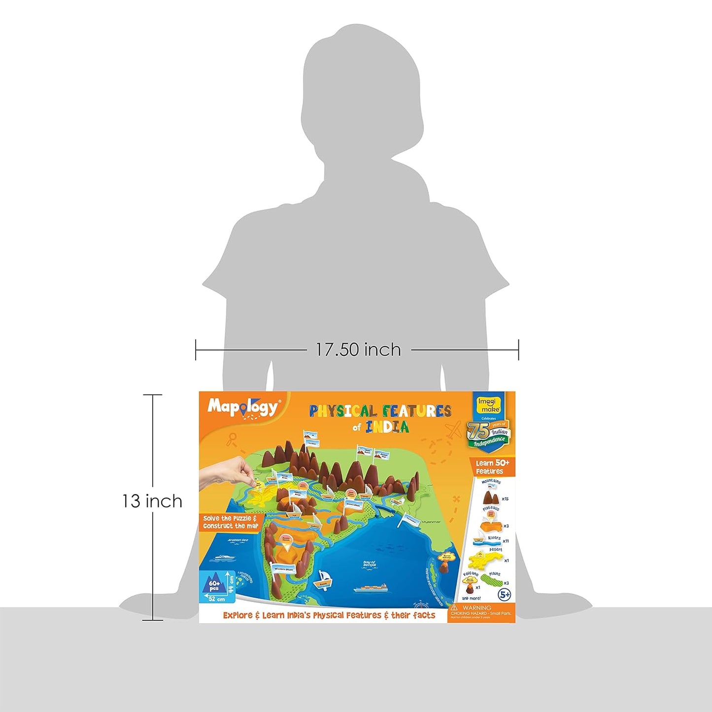 Kid's Mapology - Physical Features of India Learn 50+ Geographical Features Like Mountains, Rivers, Plateaus Educational Toy and Learning Aid Puzzles for Age 5 Years+,Color Multi