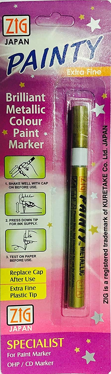 Flair Zig (Japan) Painty Metallic Permanent Marker (Gold-Silver Combo|Pack Of 1)|Extra Fine