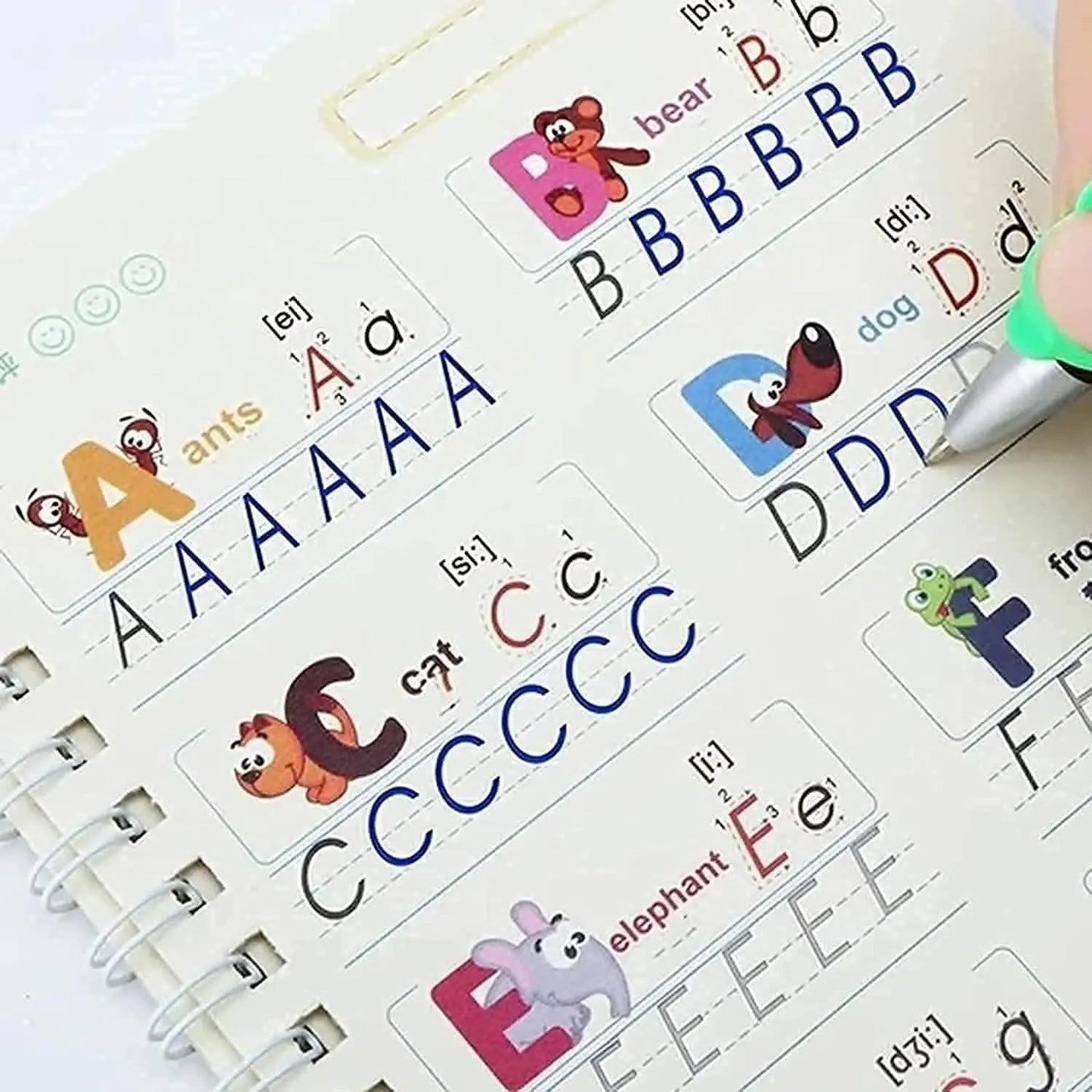 AMKAY Magic Groove Practice Copybook, (4 Book + 10 Refill) Number Tracing Book for Preschoolers with Pen, Magic Calligraphy Copybook Set Practical Reusable Writing Tool Simple Hand Lettering