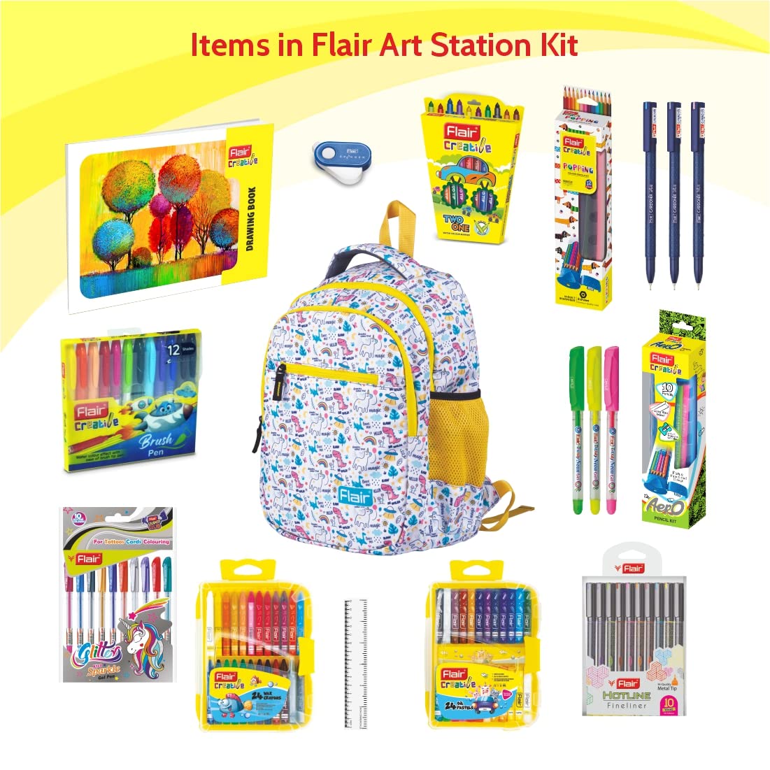 Flair Creative Series Art Station Kit | Combination Smart Kit For Your Creative Need | Free Durable Backpack For Keeping Art Supplies Organized | Ideal For Gifting | Color May Vary As Per Availability