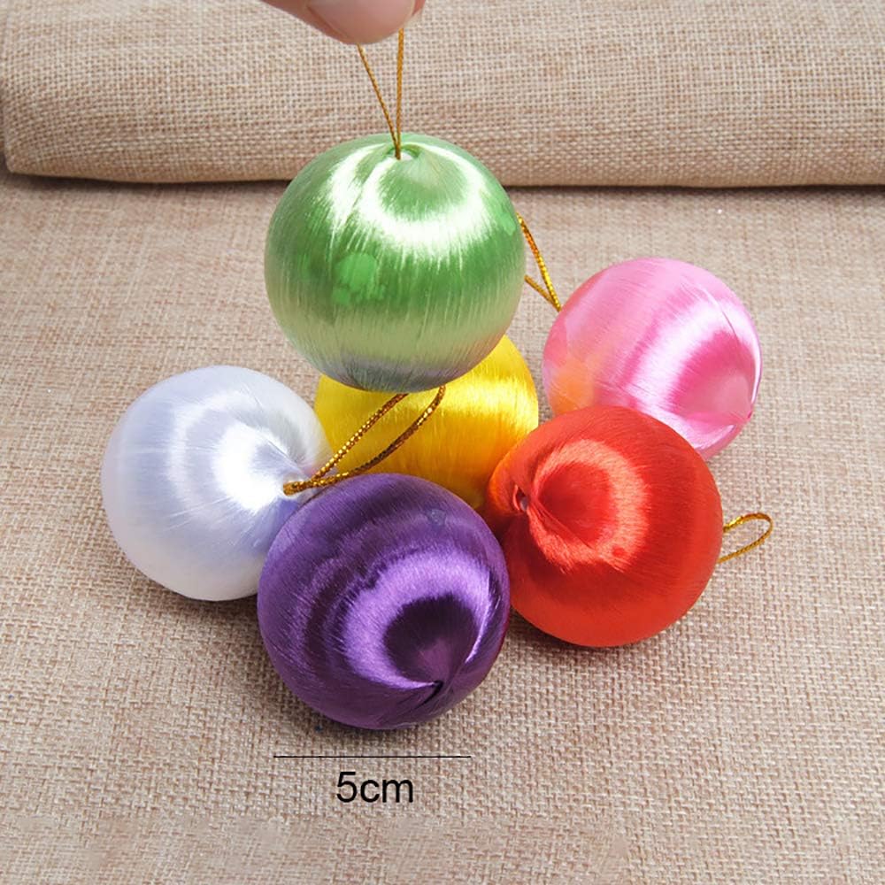 DIGISMART 6pcs/9cs Christmas Baules Balls Ornaments Shatterproof Colored Silk Thread Plastic Balls Xmas Ball Pendant Ornament