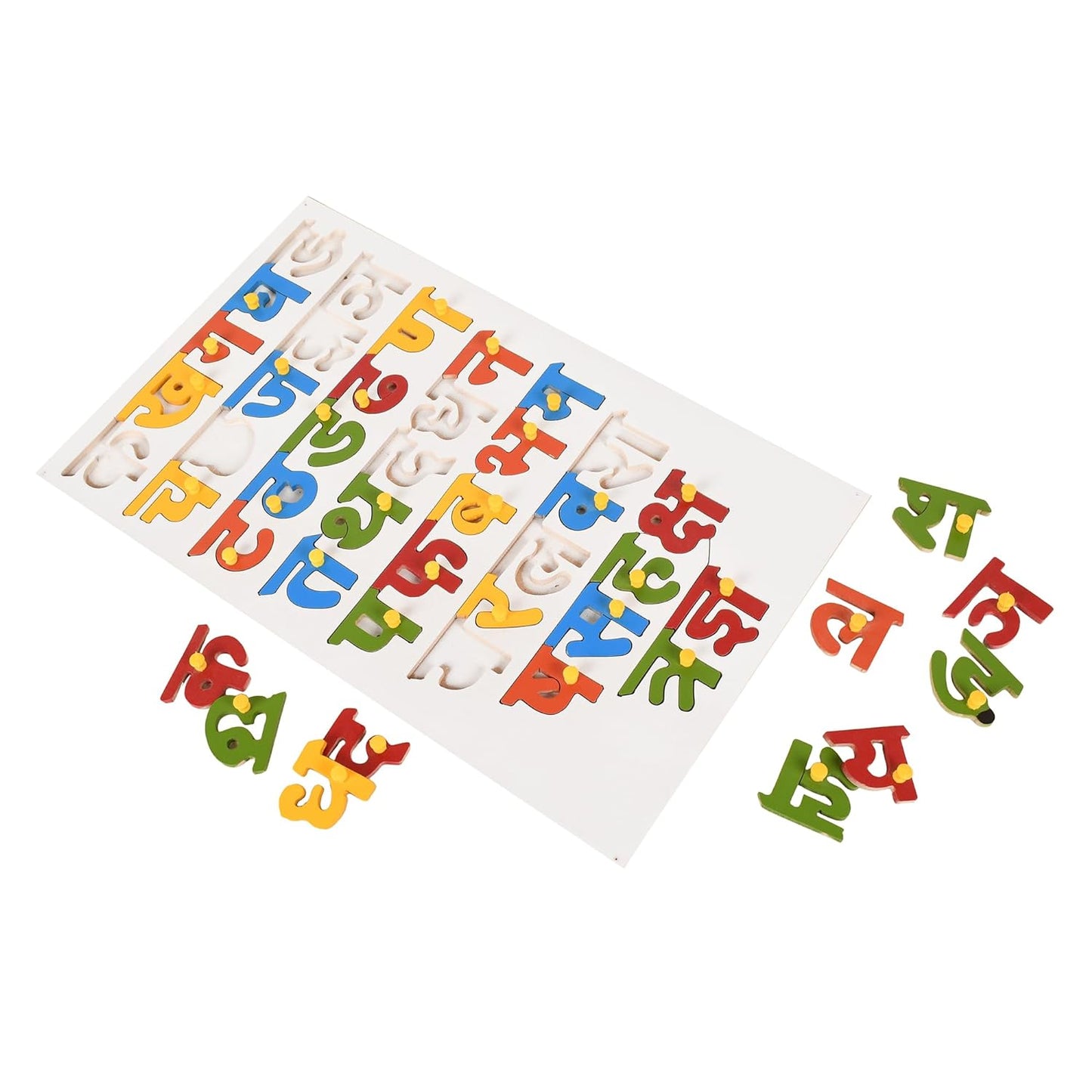 Art & Craft ® Hindi Letter Puzzle with Knobs Educational and Learning Toy for Kids | Learning Hindi Latter pegged Puzzles for Toddler Ages 2+ - (10 X 16 Inch)