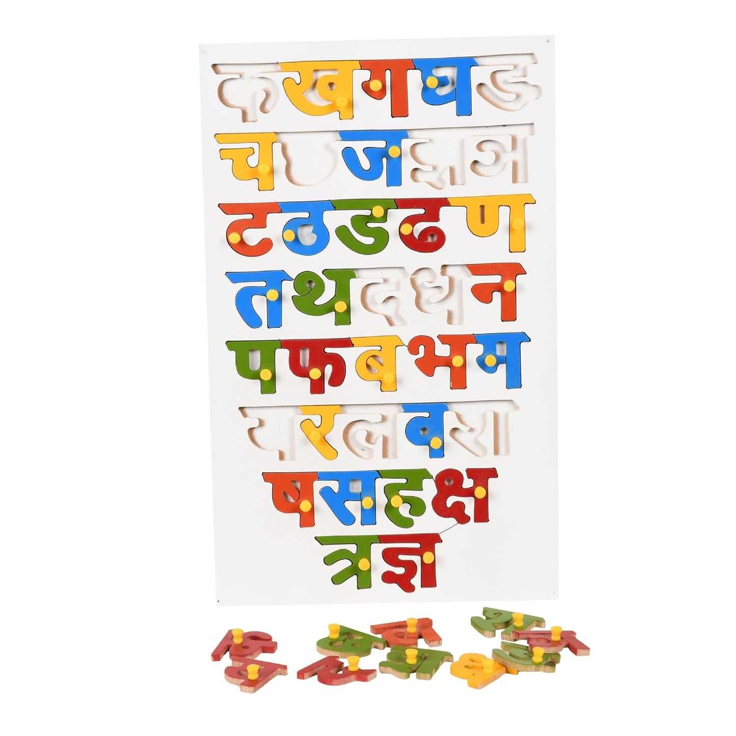 Art & Craft ® Hindi Letter Puzzle with Knobs Educational and Learning Toy for Kids | Learning Hindi Latter pegged Puzzles for Toddler Ages 2+ - (10 X 16 Inch)
