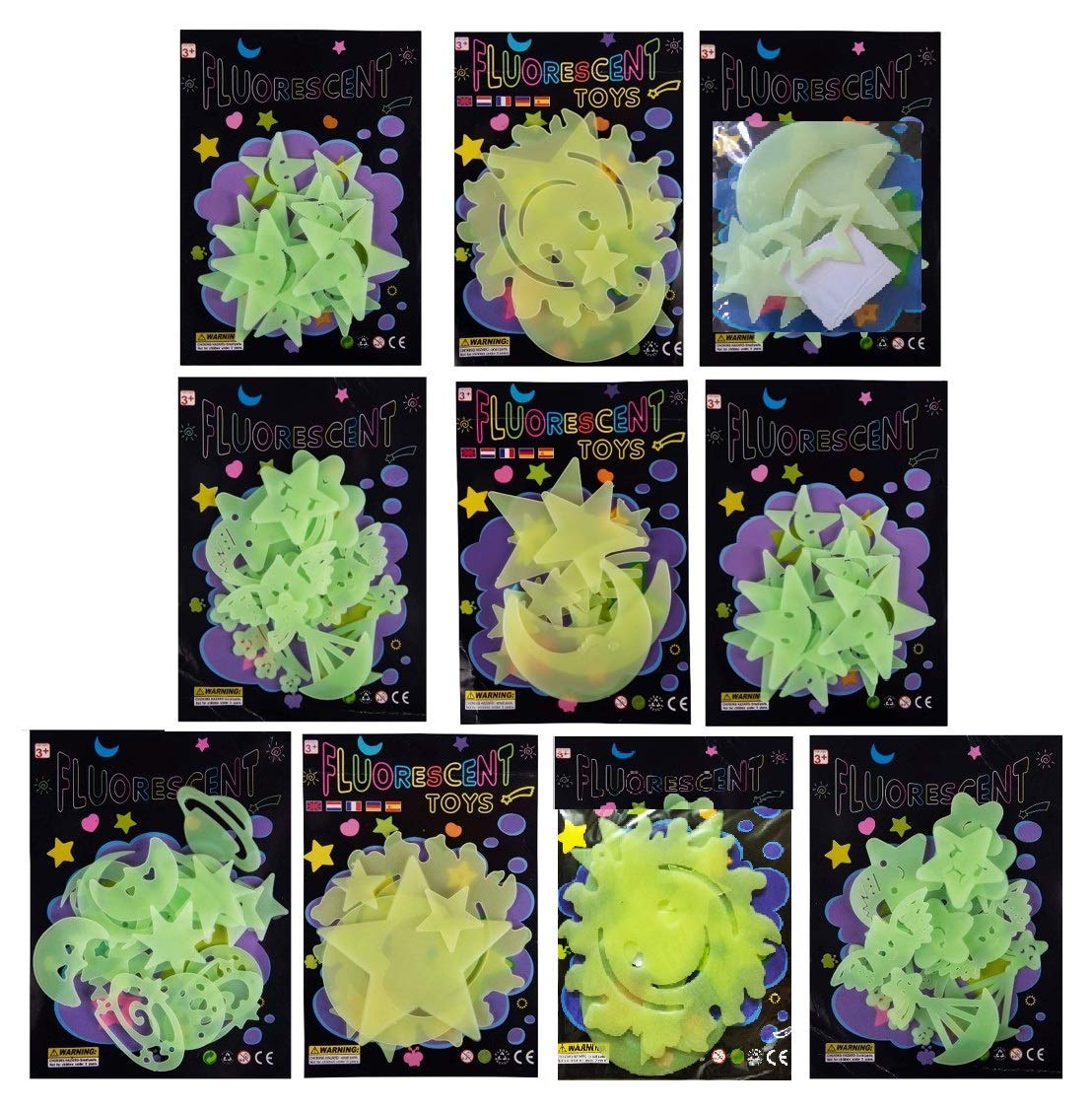 Art & Craft Florescent Glow in The Dark Star and Space Theme | Set of 1 | Radium Sticker Room Decoration