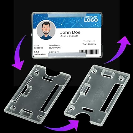 DIGISMART Premium Plastic ID Card Holder Pack of 10 pcs. (Vertical) (TRANSPARENT)