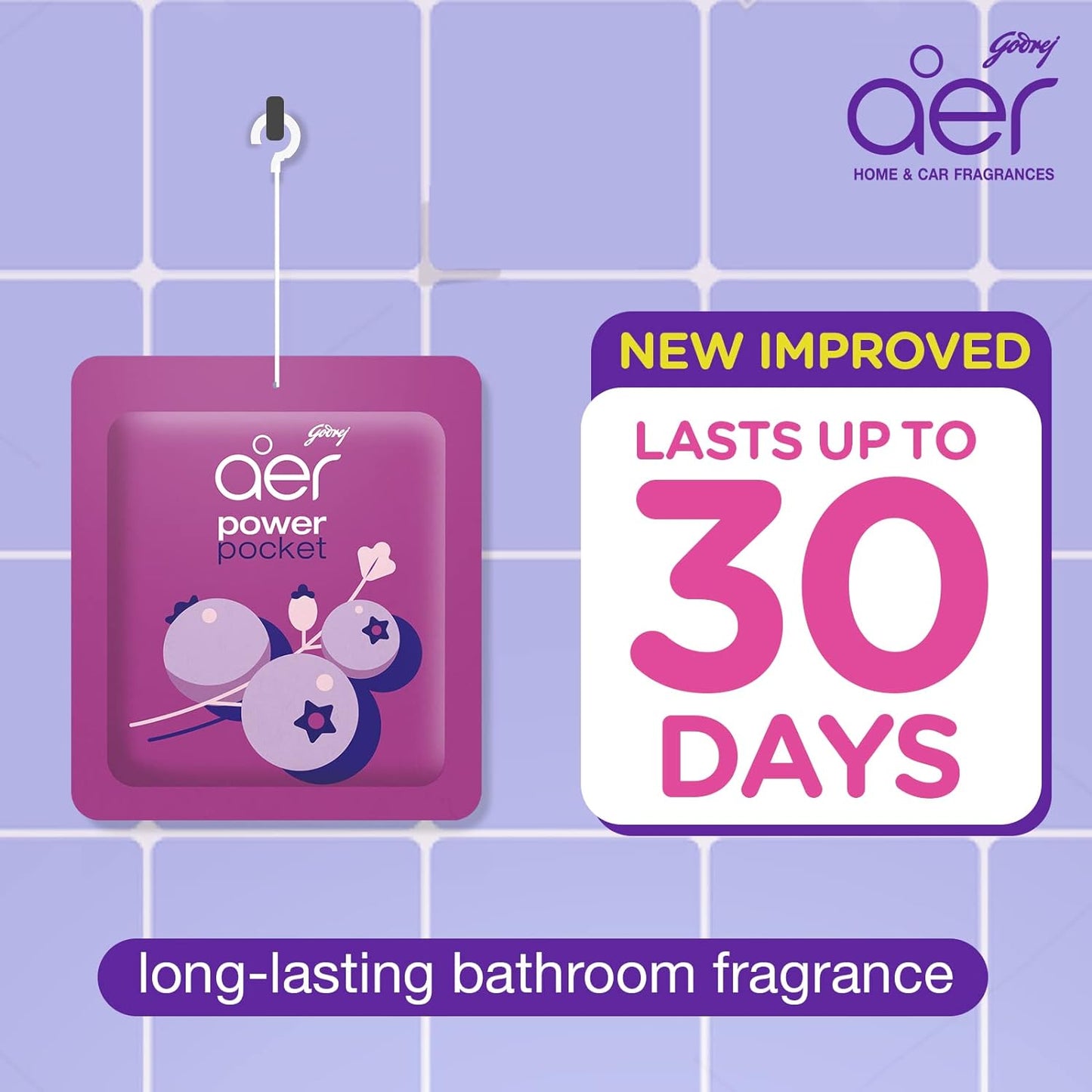 Godrej aer Power Pocket Bathroom Freshener | Gel Lasts up to 30 days | Germ Protection