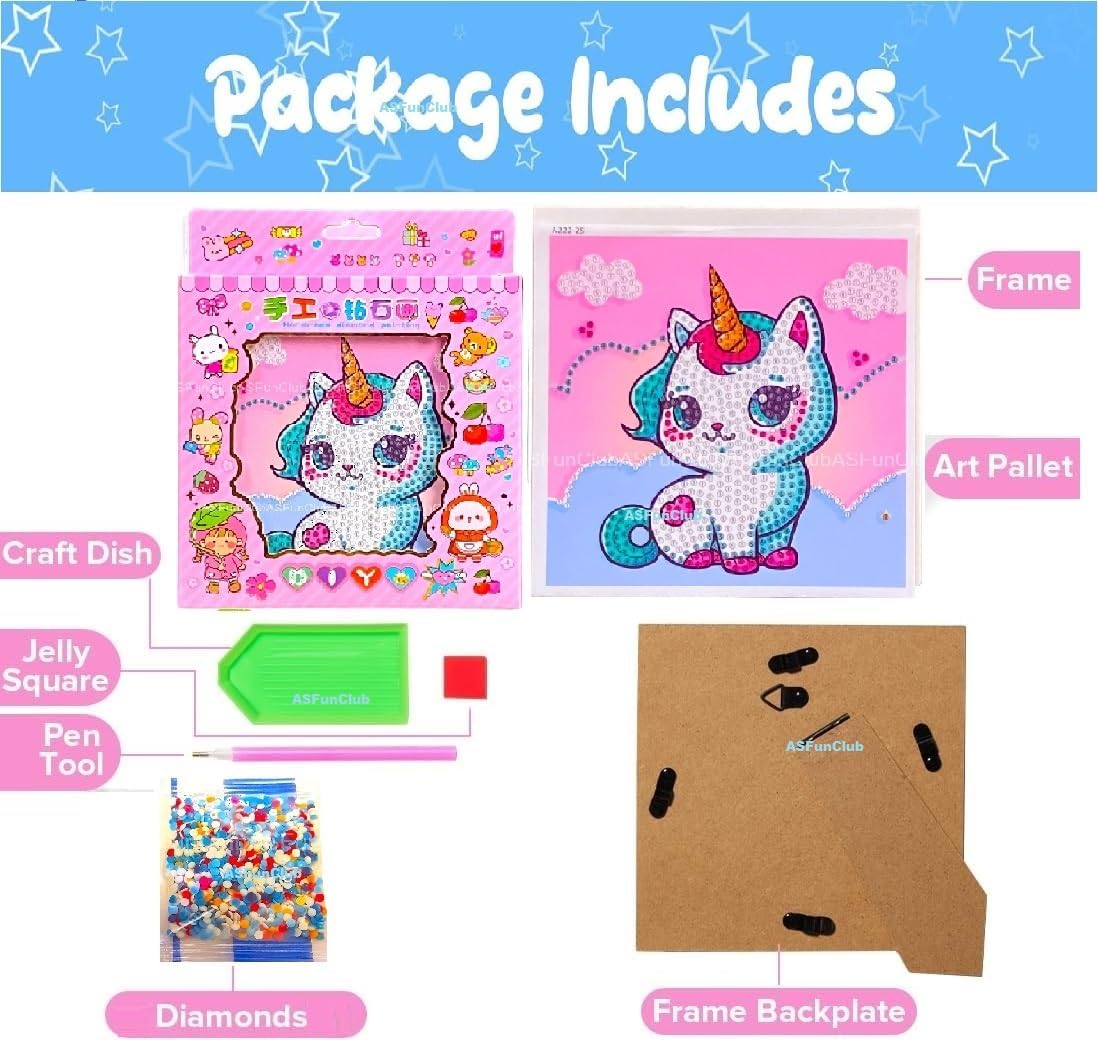 ART & CRAFT Diamond Painting Kits for Kids Wooden Frame Diamond Arts and Crafts for Kids Diamond Painting Art Kits DIY 6" X 6" Diamond Painting Art and Craft Kits for Kids (Pack of 1) (Random)