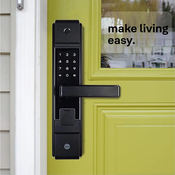 Yale YDME 100 NxT Smart Digital Lock for Wooden Door with Fingerprint, RFID, Pin Code, Mechanical Key & Alarm Feature Smart Door Lock