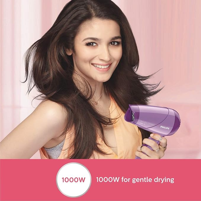 Philips India's No.1 Hair Styling Brand -Hair Dryer 1000W |Blow Dry for Men & Women | 2 Heat Settings| ThermoProtect tech |Travel-Friendly, Quick Dry,