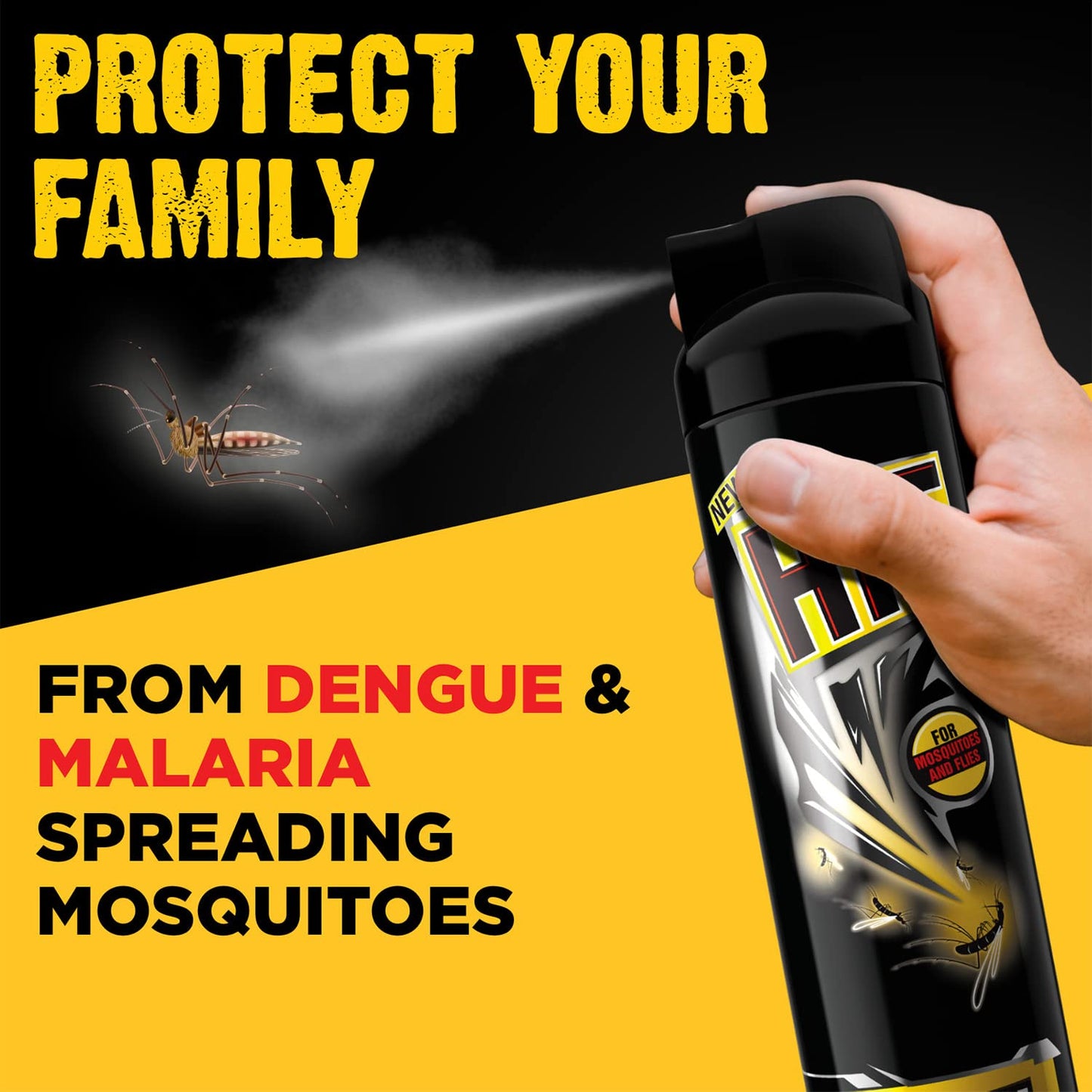 HIT Crawling Insect Killer – Cockroach Killer Spray & Flying Insect Killer - Mosquito & Fly Killer Spray (400ml) | Instant Kill | Deep-Reach Nozzle | Fresh Fragrance