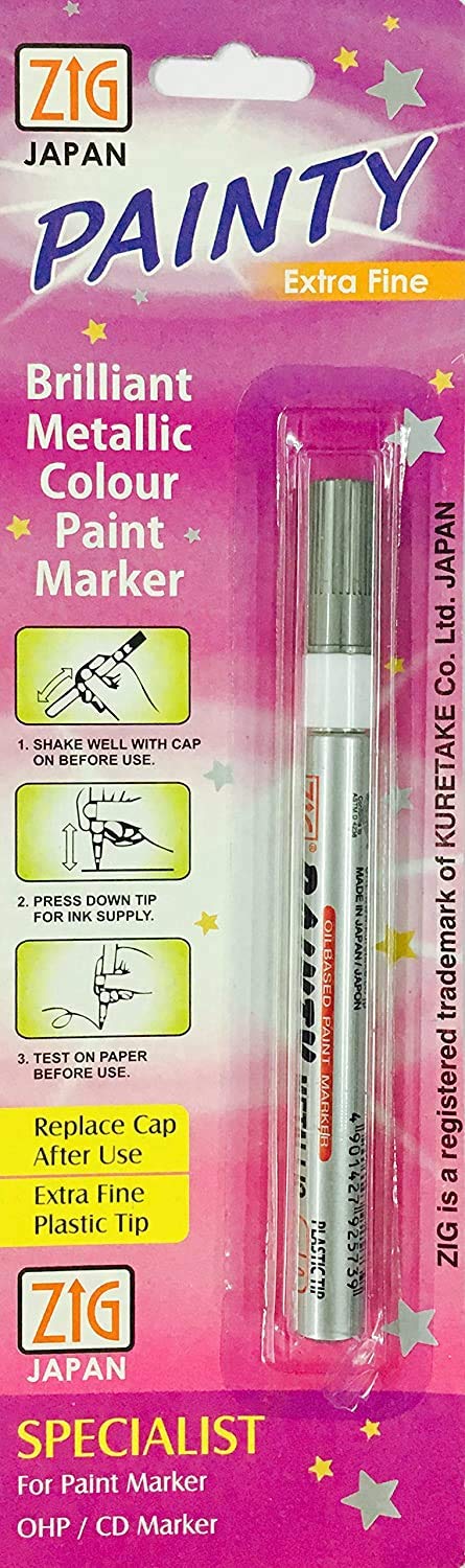 Flair Zig (Japan) Painty Metallic Permanent Marker (Gold-Silver Combo|Pack Of 1)|Extra Fine